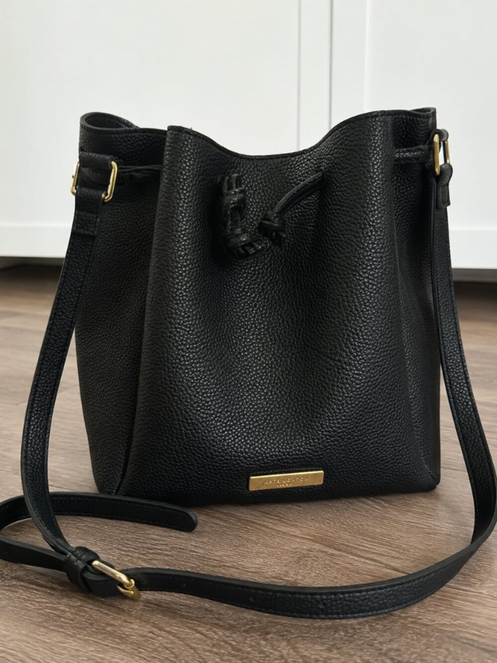 Katie Loxton Chloe Black Pebbled Faux Leather Bucket Bag Crossbody Purse